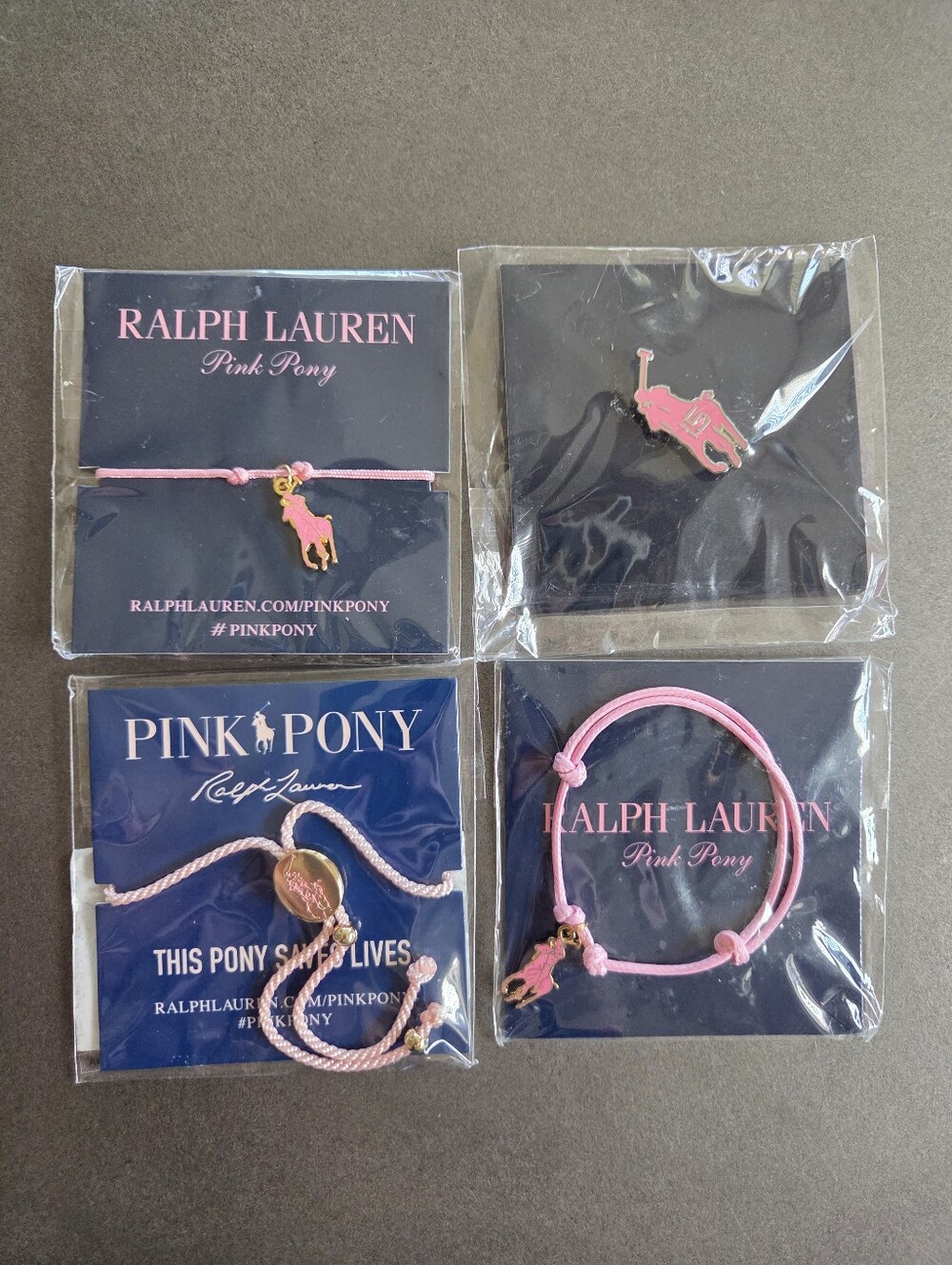 Ralph Lauren Pink Pony Charm Bracelet Set Of 4 New
